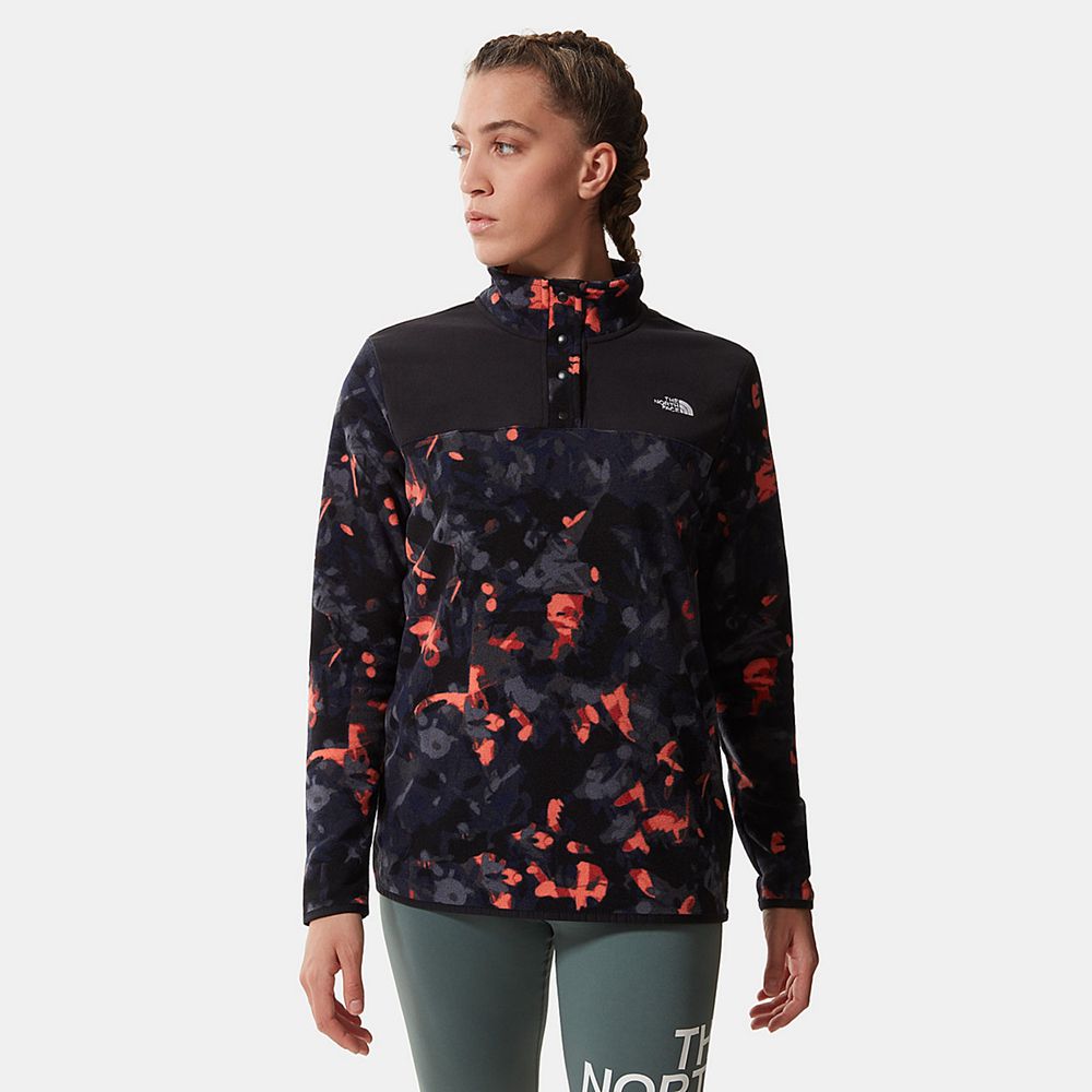 The North Face Fleece Womens Australia - The North Face Printed Tka Glacier Popper Button Orange / B